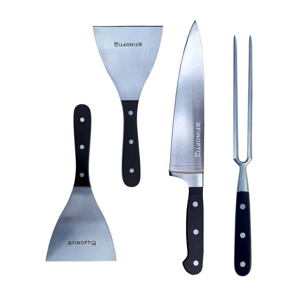 set compet étoile de la marque finoptim comprenant spatule, couteau et pic à brochette