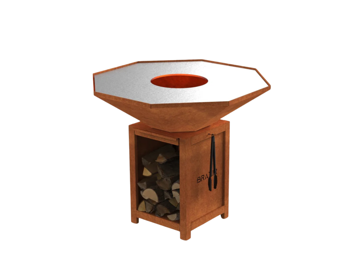 brasero 1040 m rouille hexagonal brasero modèle 1040 m de la marque brazir couleur rouille, hexagonal