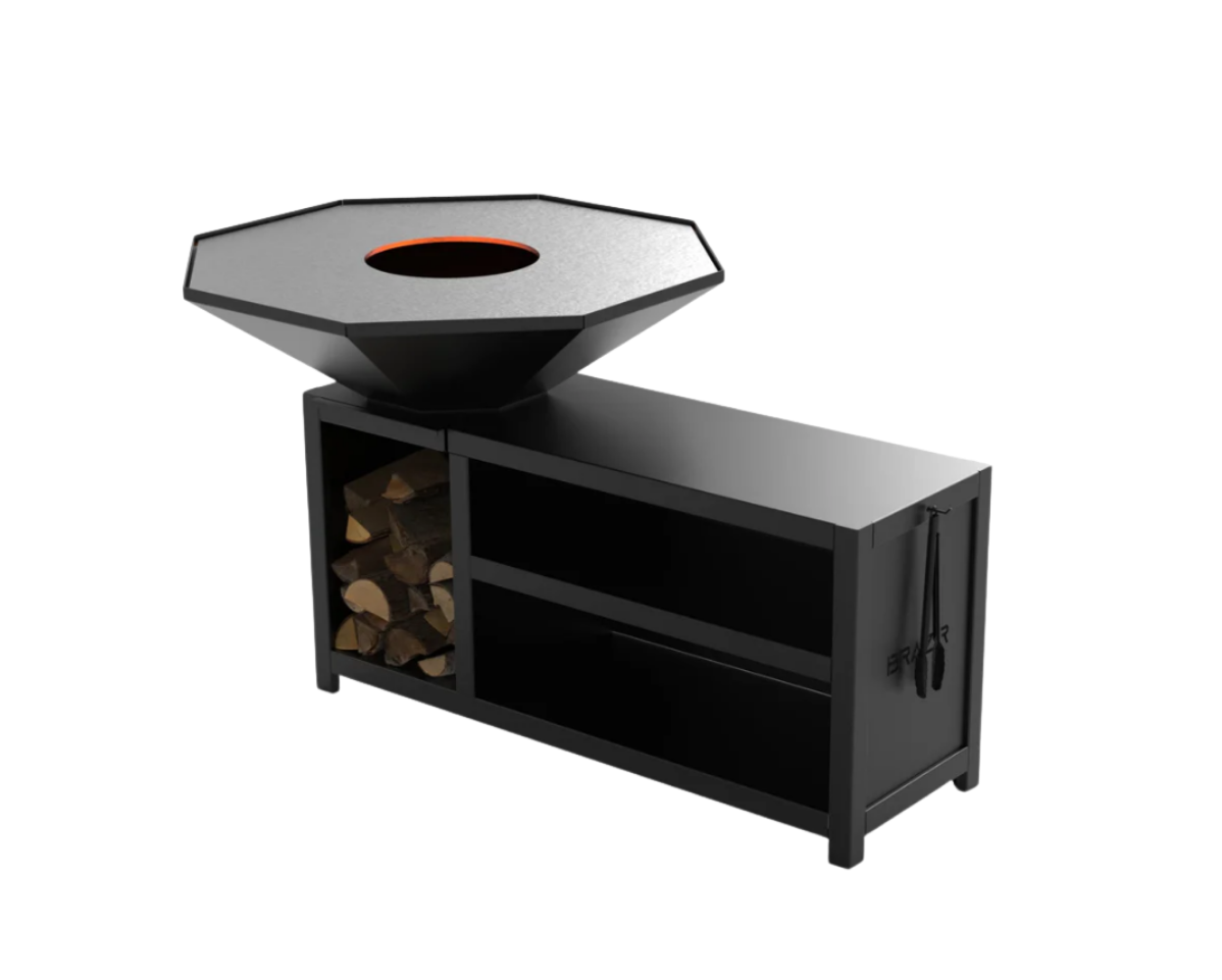 brasero modèle 1040 xl de la marque brazir couleur noir, hexagonal