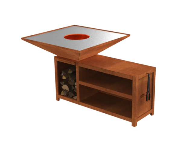 brasero modèle 1040 xl de la marque brazir couleur rouille, carré