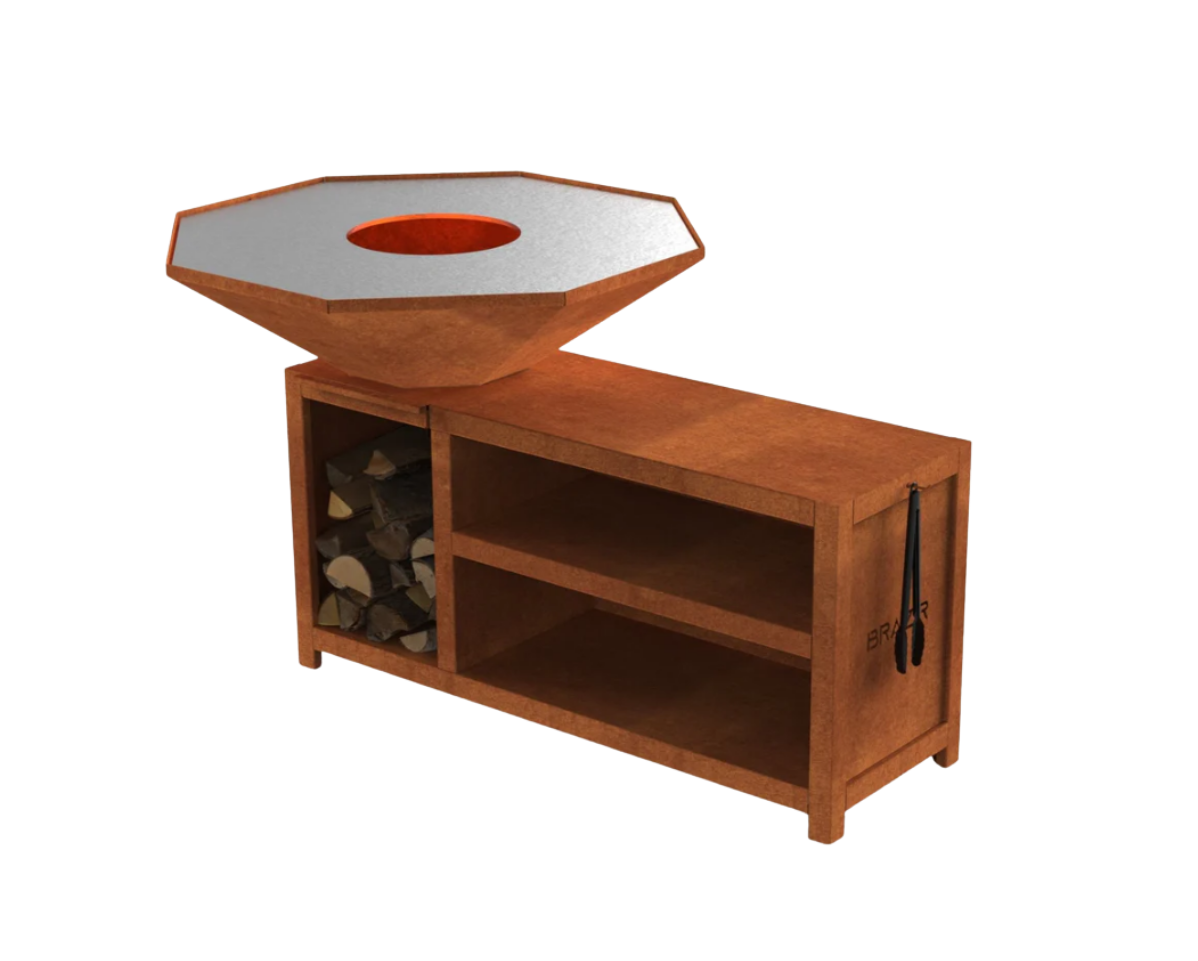 brasero 1040 xl rouille hexagonal brasero modèle 1040 xl de la marque brazir couleur rouille, hexagonal