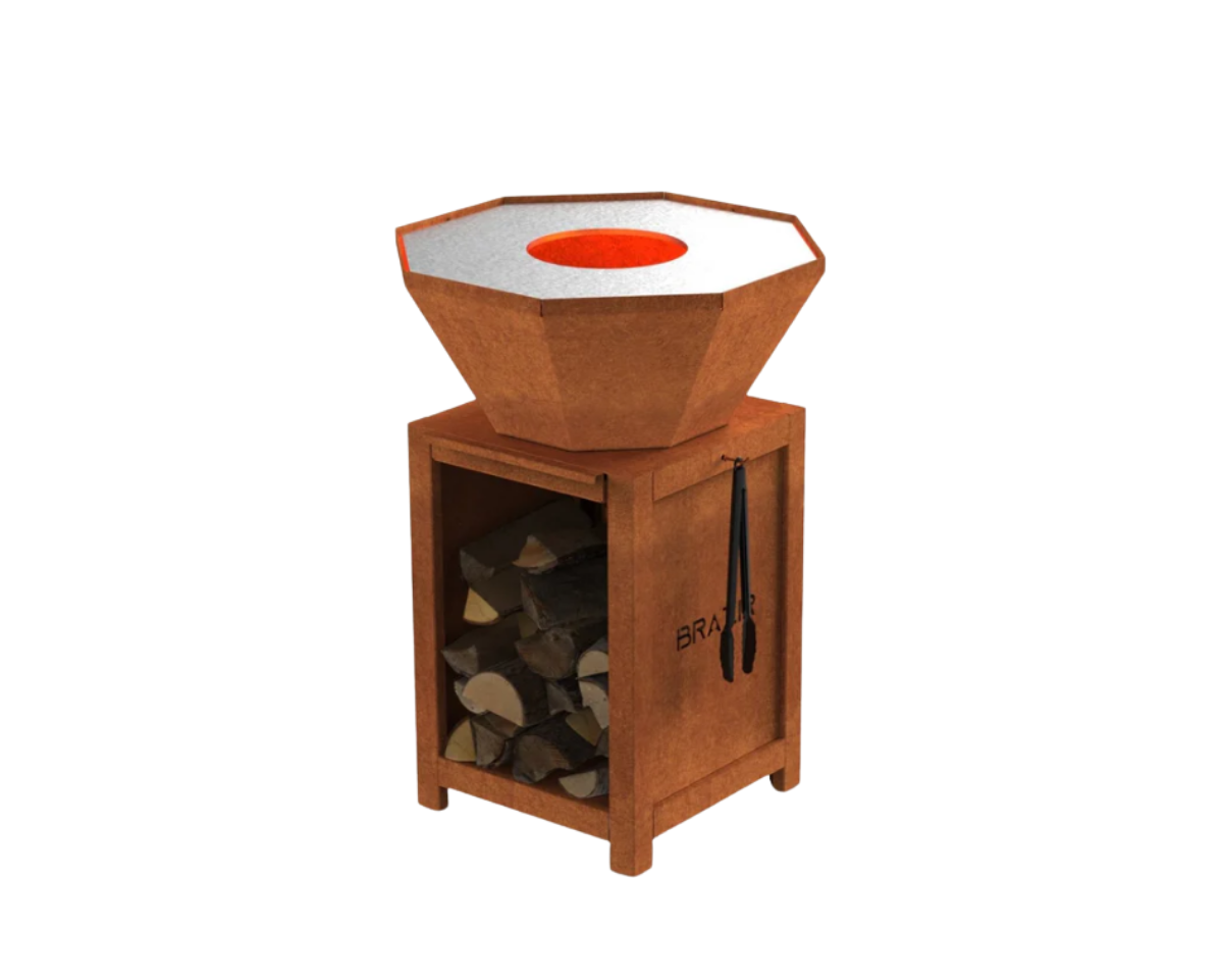 brasero modèle 640 m de la marque brazir couleur rouille, hexagonal