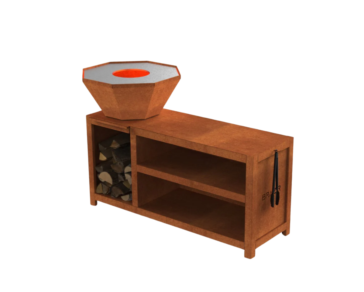 brasero modèle 640 xl de la marque brazir couleur rouille, hexagonal