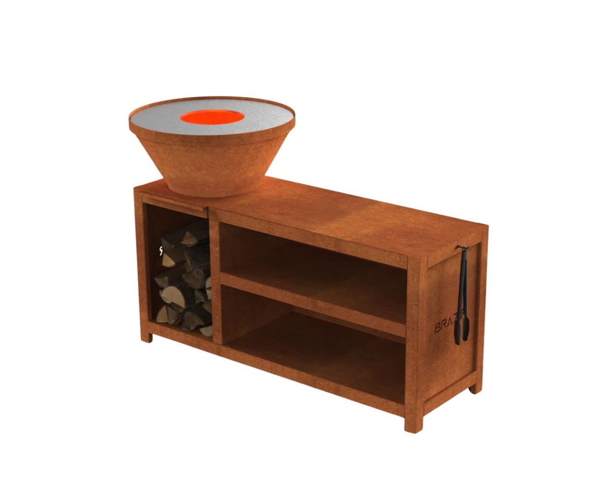 brasero modèle 640 xl de la marque brazir couleur rouille, rond