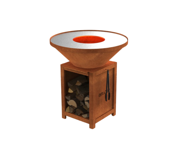 brasero modèle 840 m de la marque brazir couleur rouille, rond