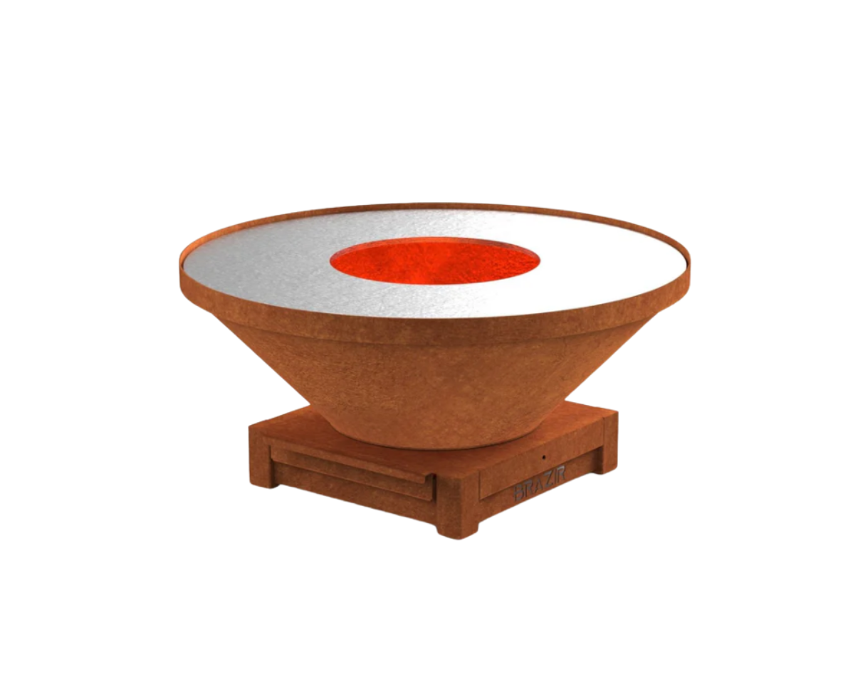 brasero modèle 840 s de la marque brazir couleur rouille, rond
