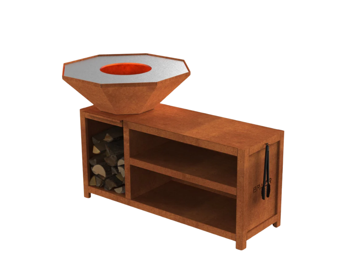 brasero modèle 840 xl de la marque brazir couleur rouille, hexagonal