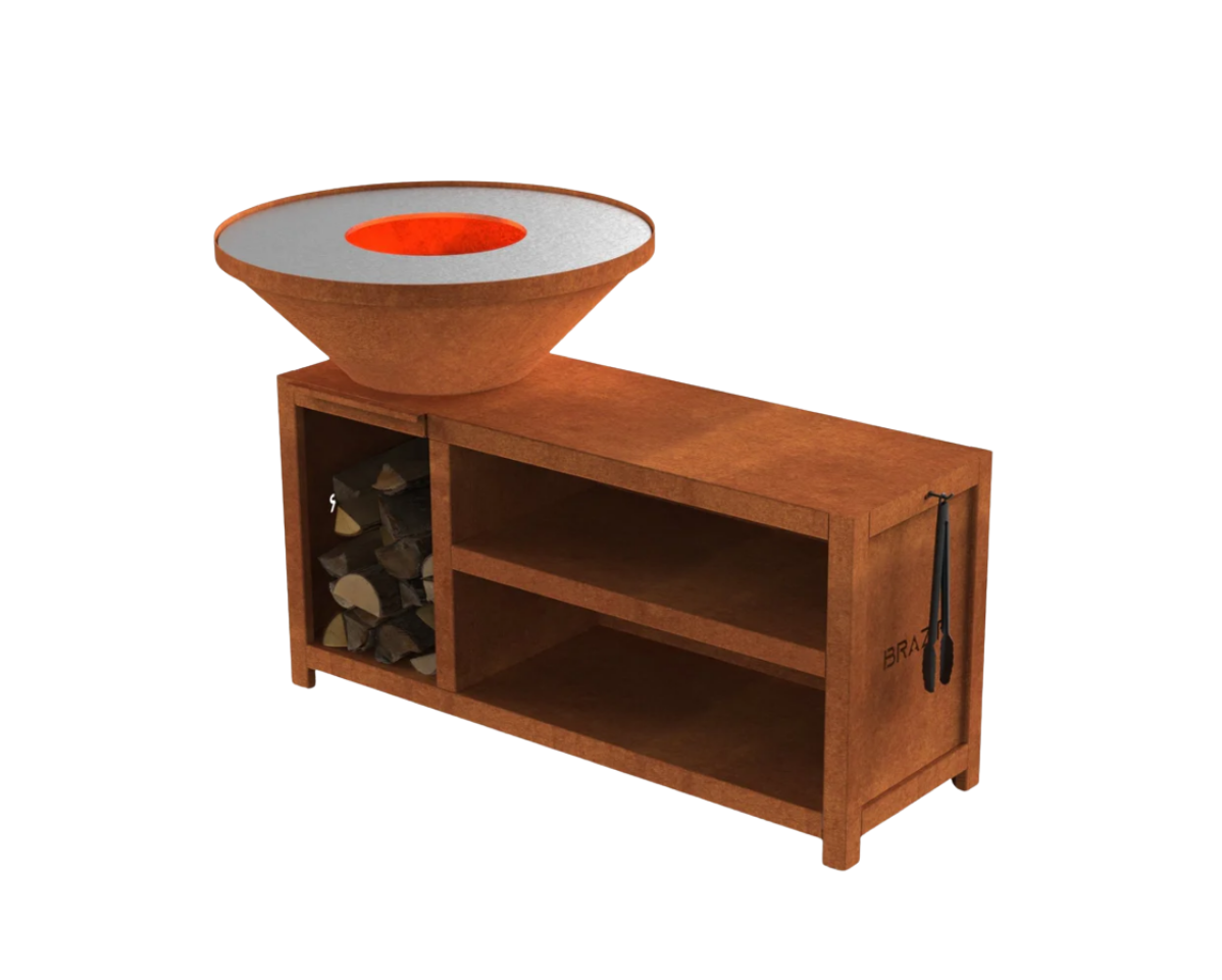 brasero modèle 840 xl de la marque brazir couleur rouille, rond