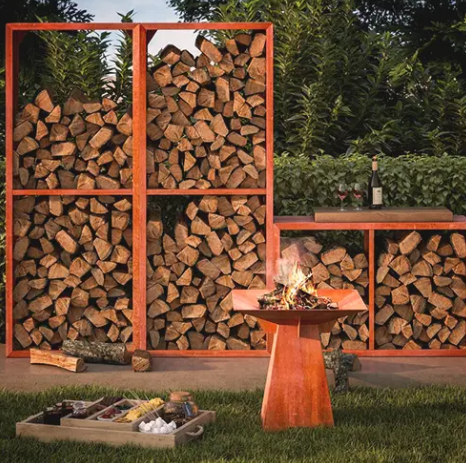 brasero modèle fuego de la marque vulx en acier corten ambiance