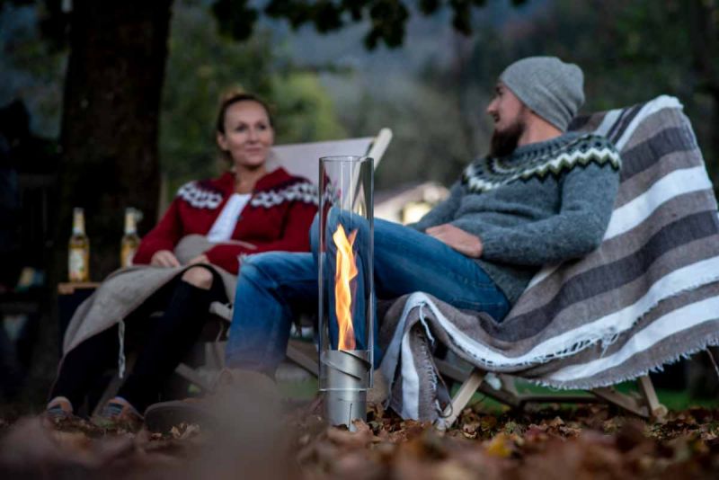 Pied d'élévation argent SPIN 1200 ambiance pied d'élévation spécialement conçu pour le feu de table spin 1200